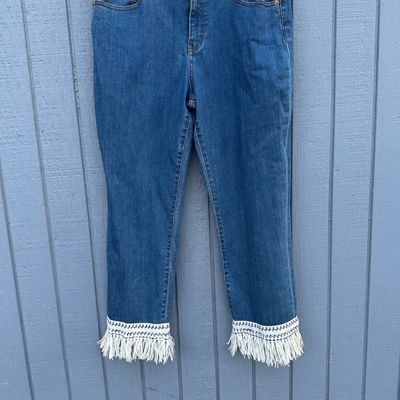 Tory Burch Denim - Tory Burch Connor Cropped Fringe Hem Jeans